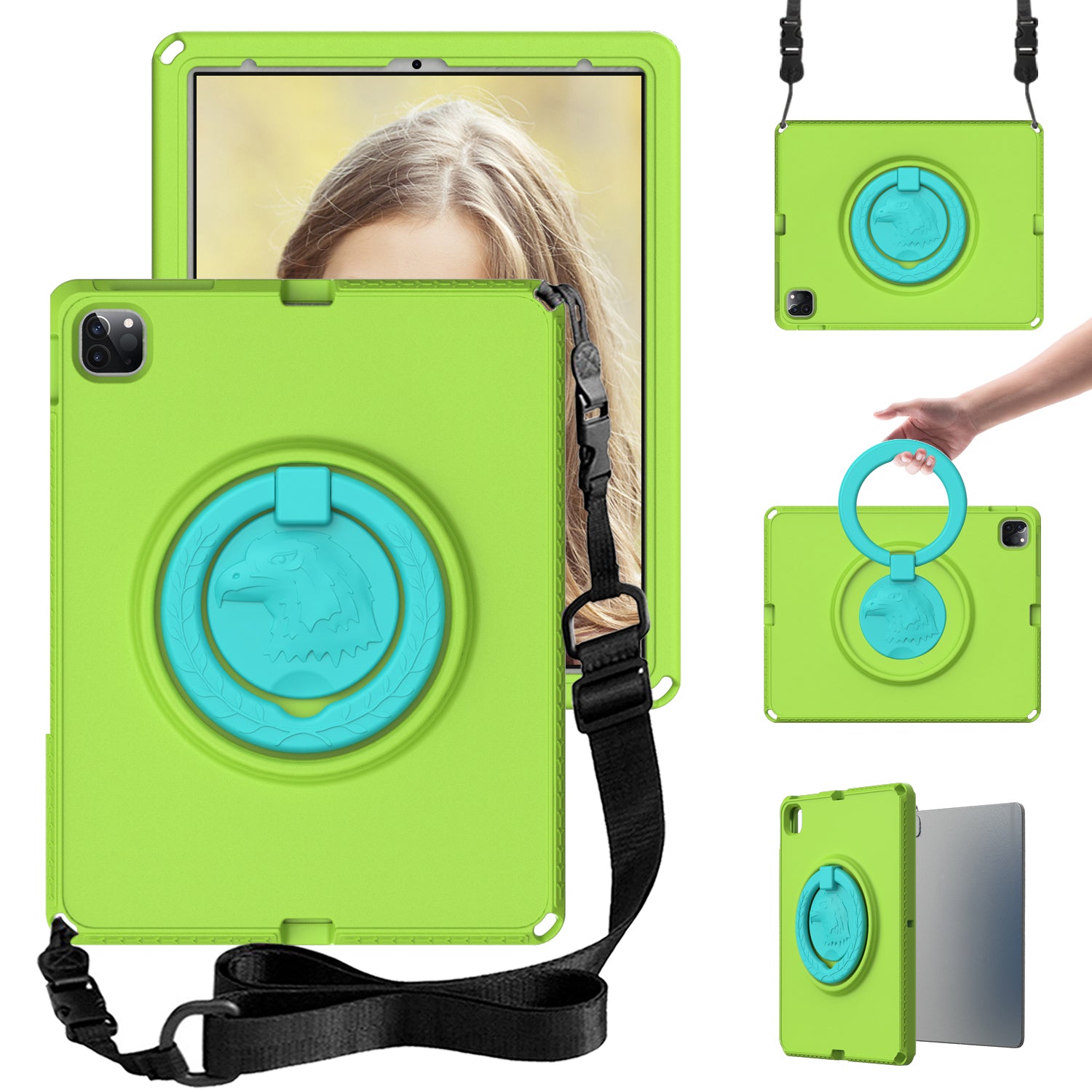 For iPad Pro 12.9 (2022) (2021) (2020) (2018) Hard EVA Case with Shoulder Strap Screen Film Tablet Cover For iPad Pro 12.9 (2022) (2021) (2020) (2018) Hard EVA Case with Shoulder Strap Screen Film Tablet Cover